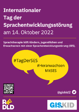 Internationaler Tag der Sprachentwicklungsstörungen am 14.10.2022. Sprachtherapie hilft Kindern, Jugendlichen und Erwachsenen mit einer Sprachentwicklungsstörung (SES))